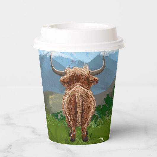 HIghland Kuh Coming and Going Party Pappbecher (Rückseite)
