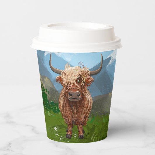 HIghland Kuh Coming and Going Party Pappbecher (Vorderseite)