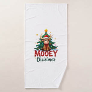 Highland-Kuh Färse Weihnachtsmann Hut Mooey Weihna Badehandtuch