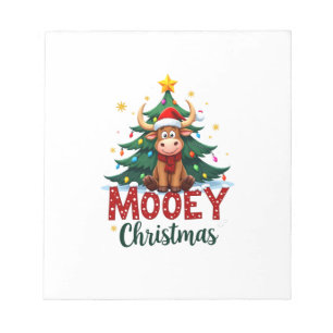 Highland-Kuh Färse Weihnachtsmann Hut Mooey Weihna Notizblock