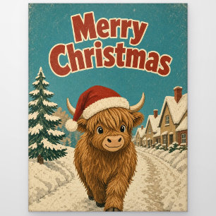 Highland-Kuh-Feiertagsallee-Tier-Weihnachten Postkarte