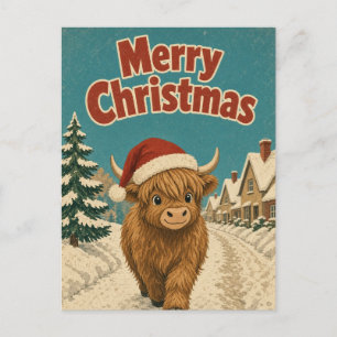 Highland-Kuh-Feiertagsallee-Tier-Weihnachten Postkarte
