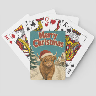 Highland-Kuh-Feiertagsstraße-Tier-Weihnachten Spielkarten