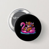 Highland-Kuh Flamingo ol Float Sommer Hawaii Stran Button (Vorne & Hinten)