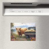 Highland-Kuh frisst Heu Magnet (In Situ (Geschirrspüler))
