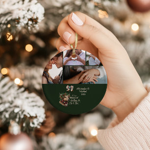 Highland-Kuh Frohe Weihnachten Frau und Herr 5 Fot Keramik Ornament