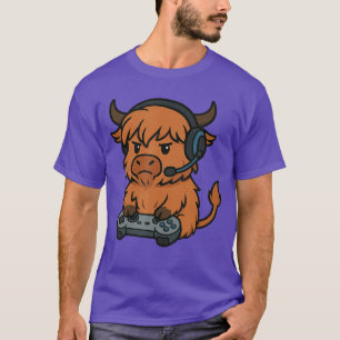 Highland-Kuh-Gamer Gaming Retro-Videospiele Jungen T-Shirt