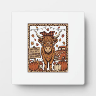 Highland-Kuh Hallo Herbst Vintage Gravur Design Fotoplatte