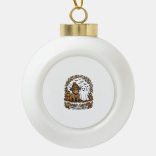 Highland-Kuh Halloween-Geist-Kürbis Vintage-Kunst Keramik Kugel-Ornament