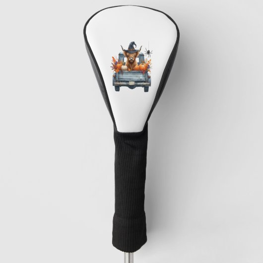 Highland-Kuh Halloween Herbst Golf Headcover (Vorderseite)