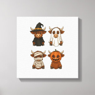 Highland-Kuh Halloween Lustiger Herbst Gruselig Leinwanddruck