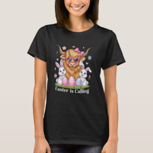 Highland-Kuh-Hasenohren-Bogen-Häschen-Eier-Ostern T-Shirt