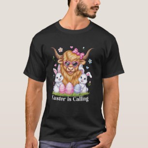 Highland-Kuh-Hasenohren-Bogen-Häschen-Eier-Ostern T-Shirt