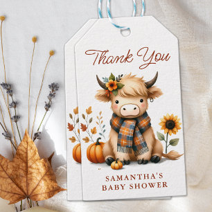 Highland Kuh Herbst Süßes Kalb Baby Shower Geschenkanhänger
