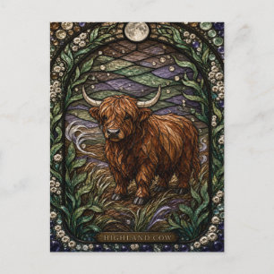 Highland-Kuh Highland-Moor Illumina Buntglas Postkarte