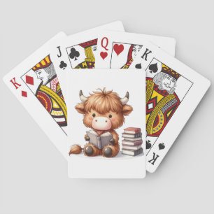 Highland-Kuh liest Bücher Spielkarten