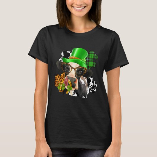 Highland Kuh mit C St Patrick Day Leopard Horse S T-Shirt (Vorderseite)