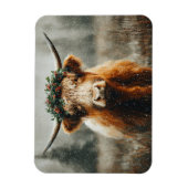Highland-Kuh mit flexiblem Weihnachtskranz Magnet (Vertikal)