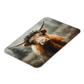 Highland-Kuh mit flexiblem Weihnachtskranz Magnet (Linke Seite)