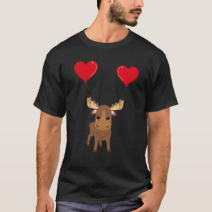 Highland-Kuh mit Herzballon Valentinstag Liebe T-Shirt
