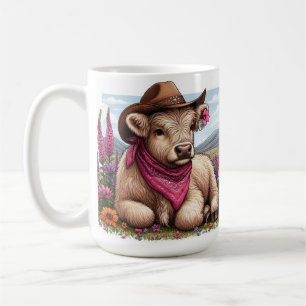  Highland-Kuh mit Hut und Bandana  Kaffeetasse