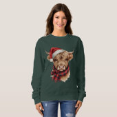 Highland-Kuh mit Weihnachtsmannmütze Sweatshirt (Vorne ganz)