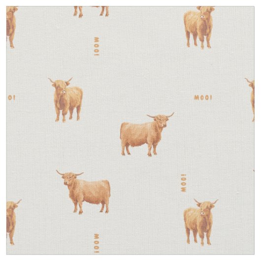 Highland-Kuh Muhen - Leinen Stoff (Nahaufnahme)