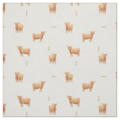 Highland-Kuh Muhen - Leinen Stoff (Muster)