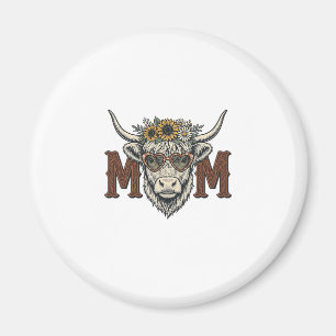 Highland-Kuh-Mutter Vintage-Blumen Western-Shirt ( Magnet