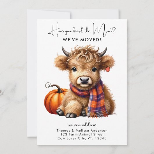 Highland Kuh neue Adresse wir bewegt Herbst bewege Ankündigung (Vorderseite)