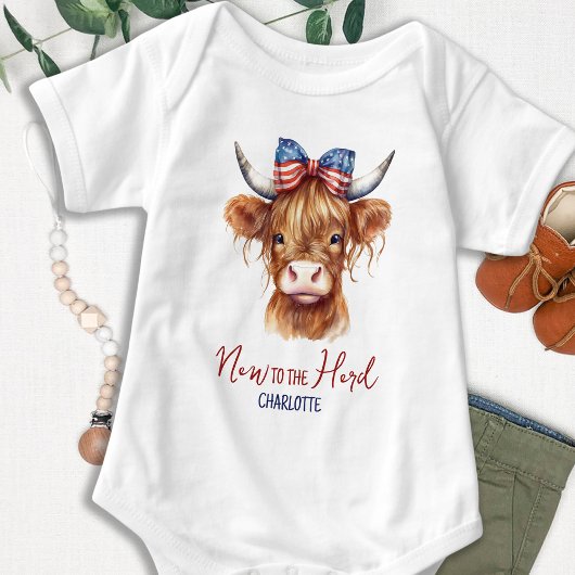 Highland Kuh Niedlich Patriotic neu in der Herde Baby Strampler