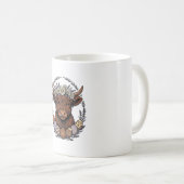 Highland-Kuh-Ostern Vintage-Blumen-Ei-Kunst Kaffeetasse (VorderseiteRechts)