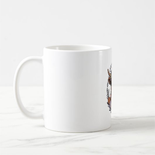 Highland-Kuh-Ostern Vintage-Blumen-Ei-Kunst Kaffeetasse (Links)