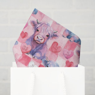 Highland-Kuh Pastell Rosa Blau Süßigkeit Valentins Seidenpapier