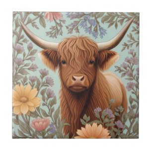 Highland-Kuh Pastell William Morris Inspiriert Flo Fliese