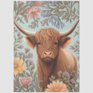 Highland-Kuh-Pastell William Morris inspirierte Fl Seidenpapier