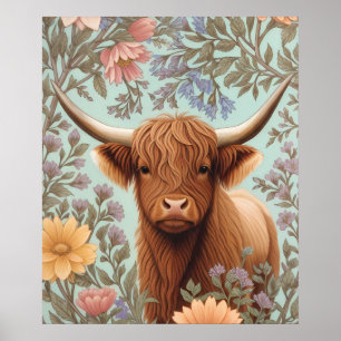 Highland-Kuh-Pastell William Morris inspiriertes F Poster