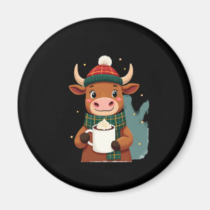 Highland-Kuh-Pinselstrich-Weihnachts-T-Shirt (1) Magnet