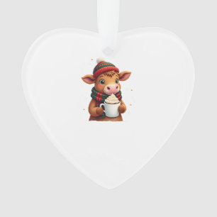 Highland-Kuh-Pinselstrich-Weihnachts-T-Shirt (4) Ornament