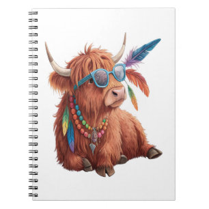 Highland-Kuh Png, Coole Kuh Png, Sonnenbrille Notizblock