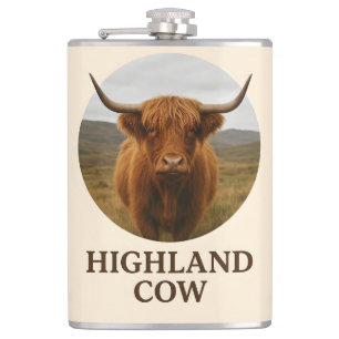 Highland-Kuh-Porträtposter mit "Highland-Kuh"  Flachmann