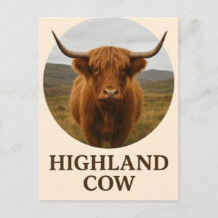Highland-Kuh-Porträtposter mit "Highland-Kuh"  Postkarte