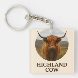 Highland-Kuh-Porträtposter mit "Highland-Kuh" Schlüsselanhänger