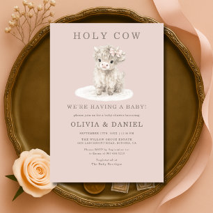 Highland-Kuh rosa Schleife Mädchen Baby Shower  Einladung