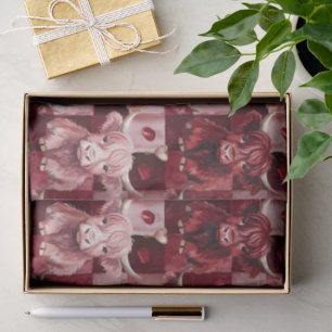 Highland-Kuh-Rot-Creme-Goldenes-Herz-Geschenkeinla Seidenpapier