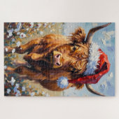Highland-Kuh Rustikal Winter Lametta Hut Puzzle (Horizontal)
