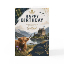 Highland-Kuh-Schloss-Schottische-Geburtstagskarte
