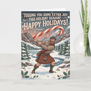 Highland-Kuh Schneeball-Wurf Weihnachtskarte Karte