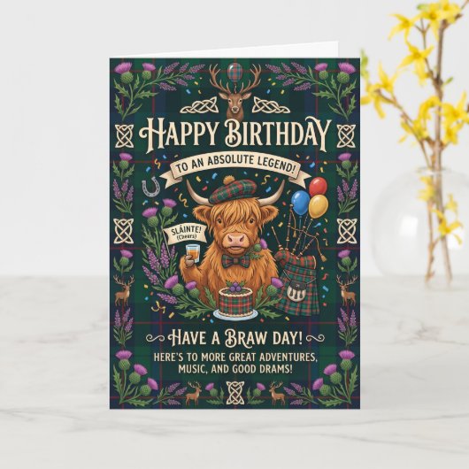 Highland-Kuh Schottischer Geburtstag Karte (Gelbe Blume)