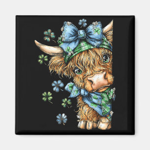 Highland-Kuh Shamrock Coquette-Schleife St. Patric Magnet